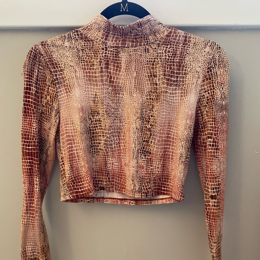 Forever 21 snakeskin print long sleeve mock neck shirt